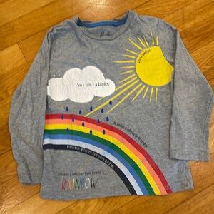 Mini Boden size 5/6 gray, rainbow water cycle long sleeve t-shirt